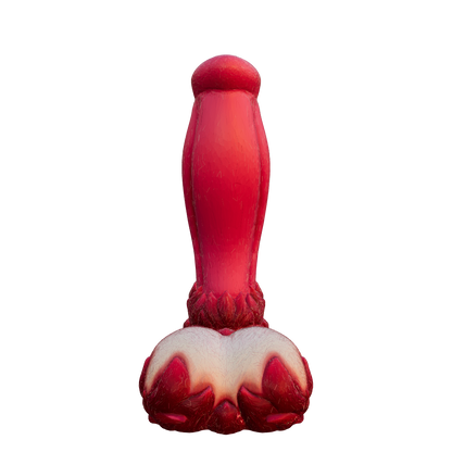 Eruptor fantasy canine dildo — interactive 3D model in textured platinum silicone, made in Spain by ClimaxLab.