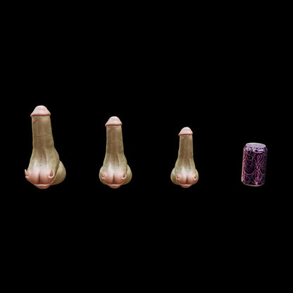 Gorgash Orc Dildo with thick girth and rough skin texture. Heavy Barbarian aesthetic. Platinum Silicone Fantasy Toy for size lovers.