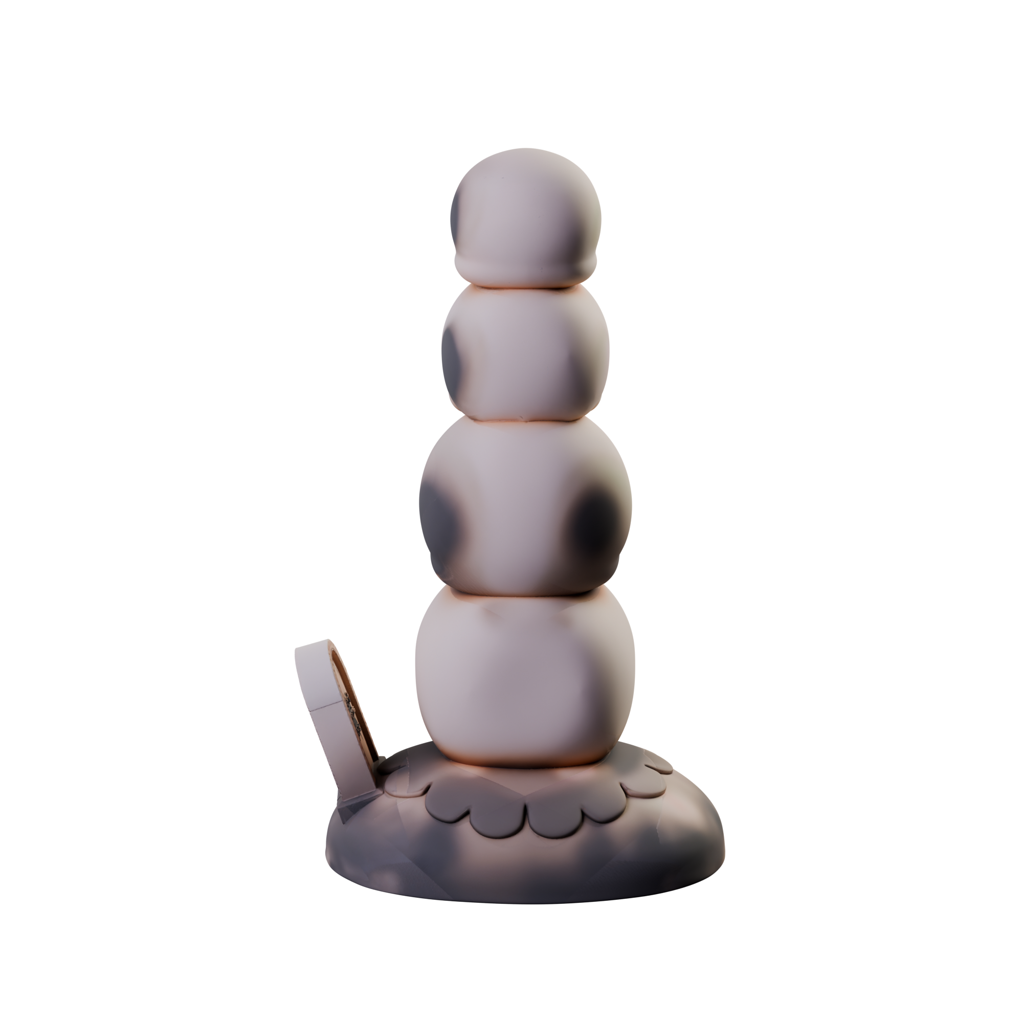 Torrealmas stacked skulls dildo, rear view — platinum silicone fantasy toy by ClimaxLab.