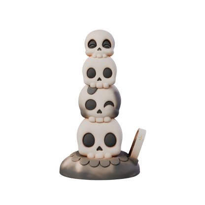 Torrealmas stacked skulls dildo, front view — platinum silicone fantasy toy by ClimaxLab.