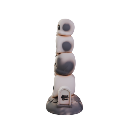Torrealmas stacked skulls dildo, side profile — platinum silicone fantasy toy by ClimaxLab.